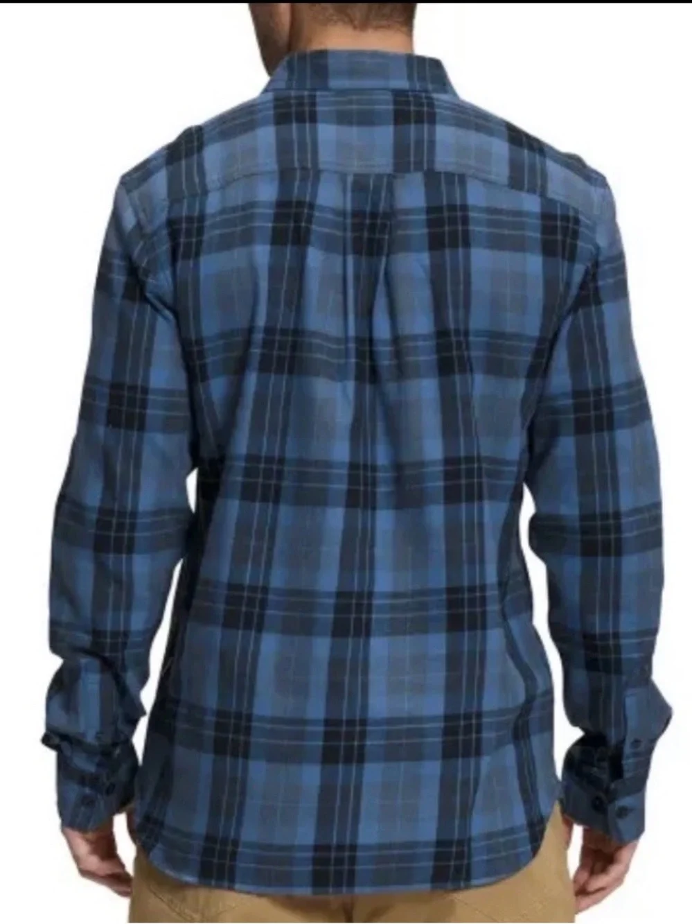 The North Face Blue and Black Plaid Button-Down Shirt